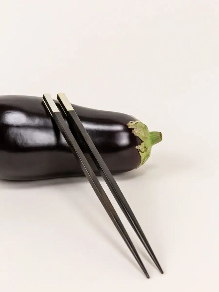 Couverts & ustensiles de cuisine - Set de 6 paires de baguettes en ébène et corne blanche - L INDOCHINEUR X RIVÊT