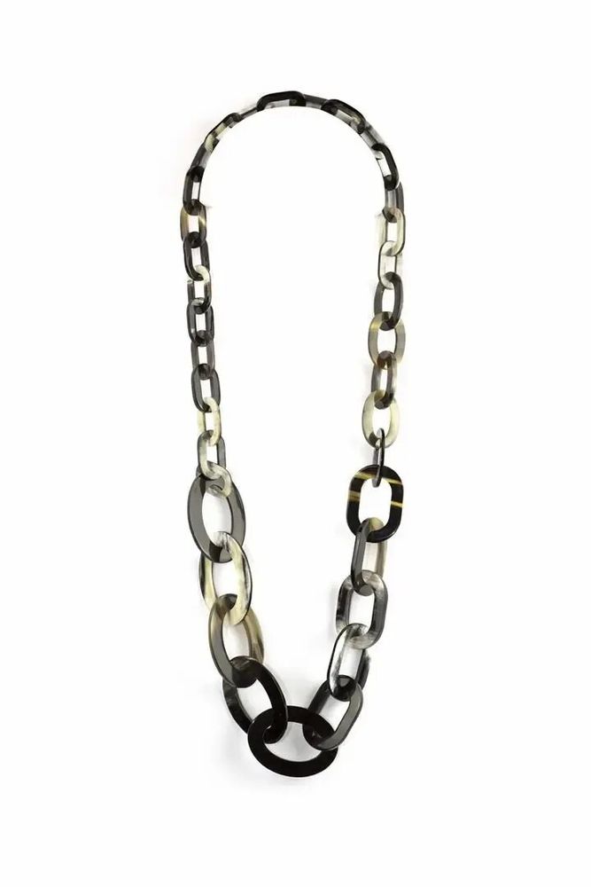 Bijoux - Collier anneaux plats ovales fins (3 tailles) en corne blonde Africaine - L INDOCHINEUR X RIVÊT