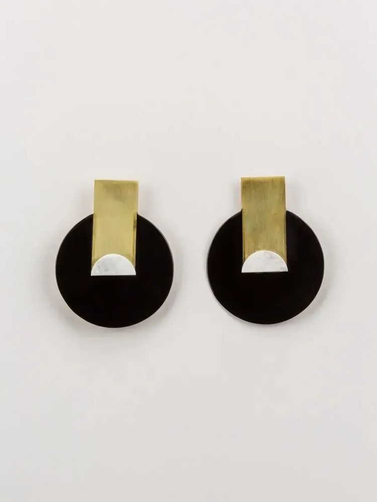 Jewelry - Stone & brass Disc earrings - L INDOCHINEUR X RIVÊT