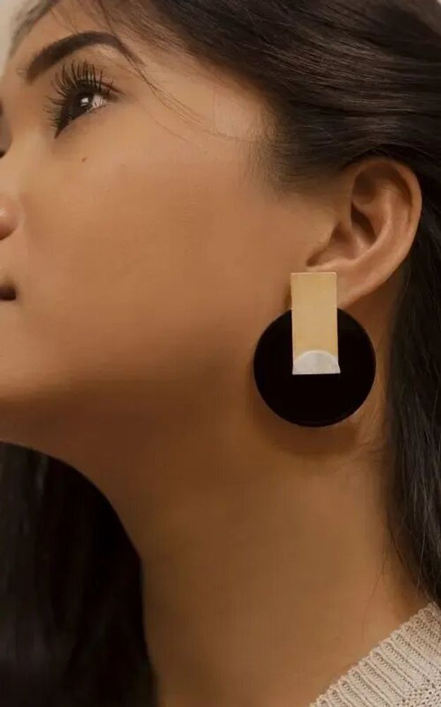 Jewelry - Stone & brass Disc earrings - L INDOCHINEUR X RIVÊT