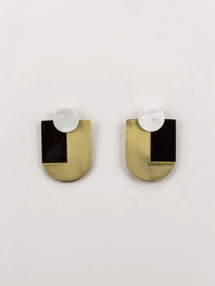Jewelry - Stone & brass Ecu earrings - L INDOCHINEUR X RIVÊT