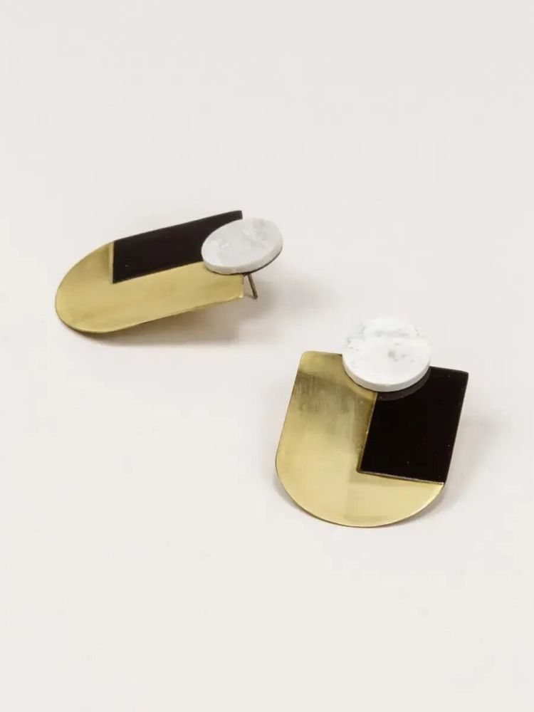 Jewelry - Stone & brass Ecu earrings - L INDOCHINEUR X RIVÊT