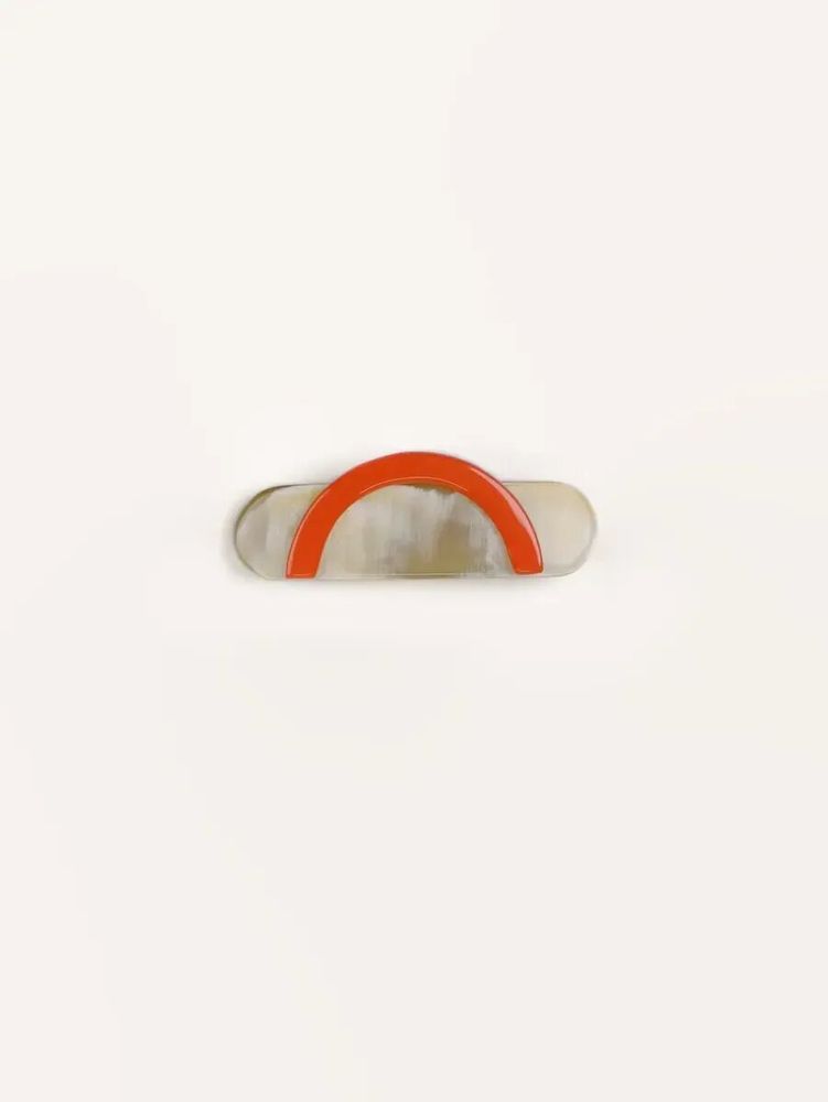 Barrettes - Petite barrette en corne blonde et laque orange - L INDOCHINEUR X RIVÊT