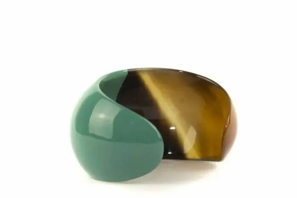 Bracelets - Curved open bracelet with cream coffee lacquer in Size S - L INDOCHINEUR X RIVÊT