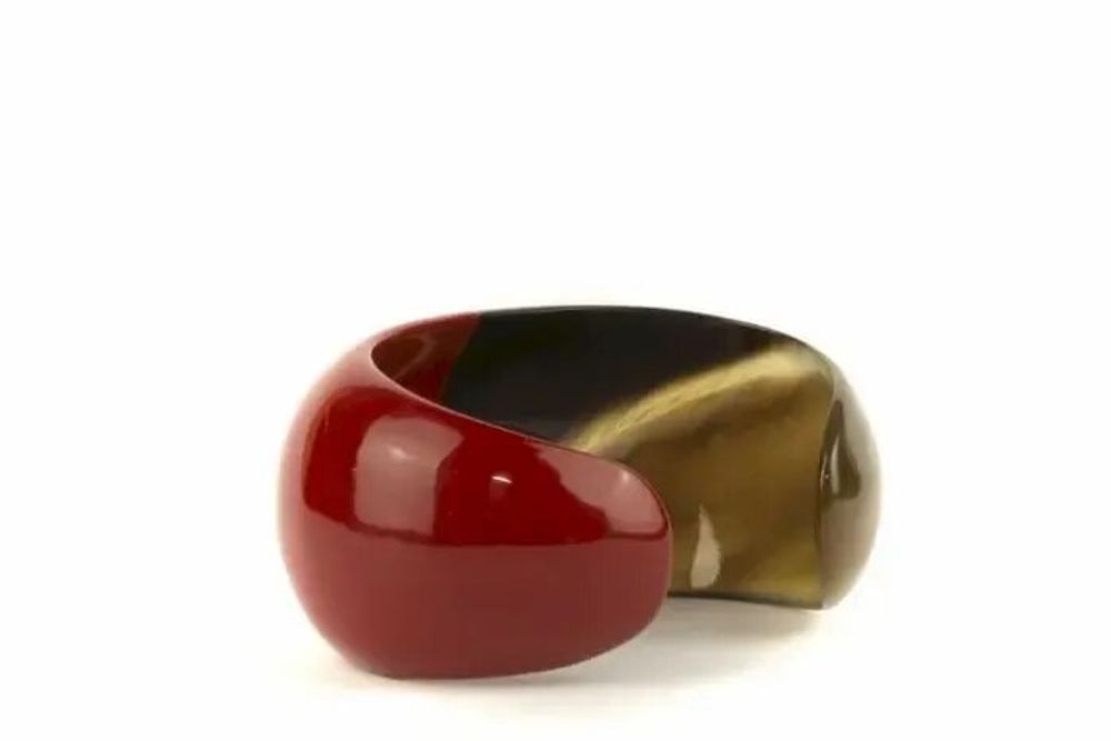 Bracelets - Bracelet ouvert bombé et laqué ivoire taille L - L INDOCHINEUR X RIVÊT