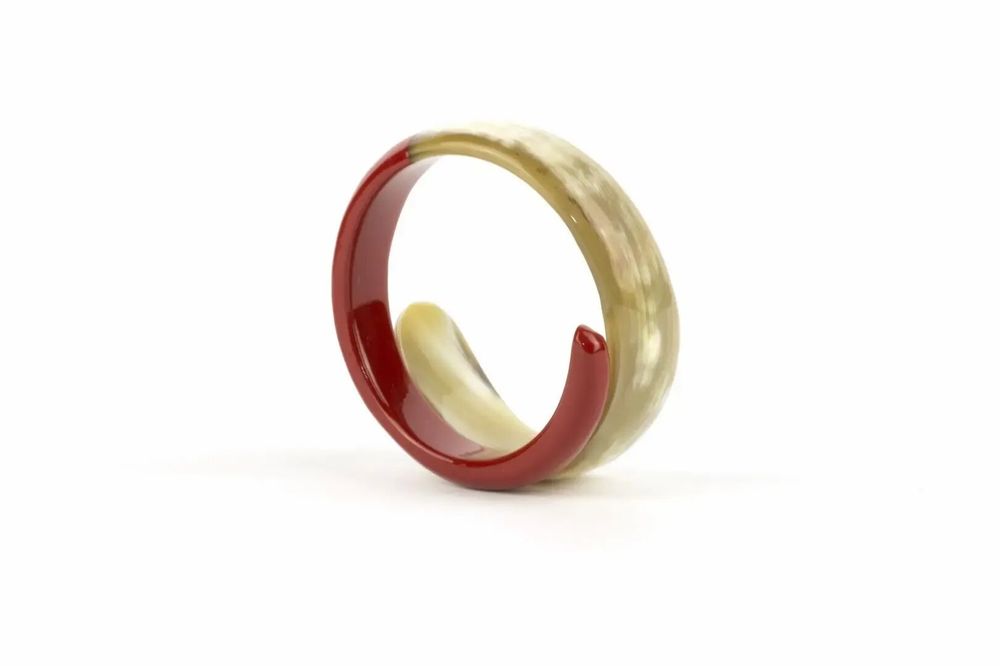 Bracelets - Orange lacquered snake-shaped bracelet in Size S - L INDOCHINEUR X RIVÊT