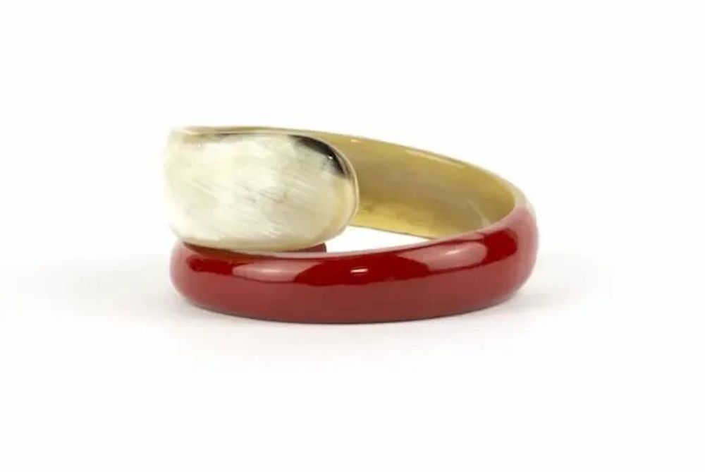 Bracelets - Orange lacquered snake-shaped bracelet in Size S - L INDOCHINEUR X RIVÊT