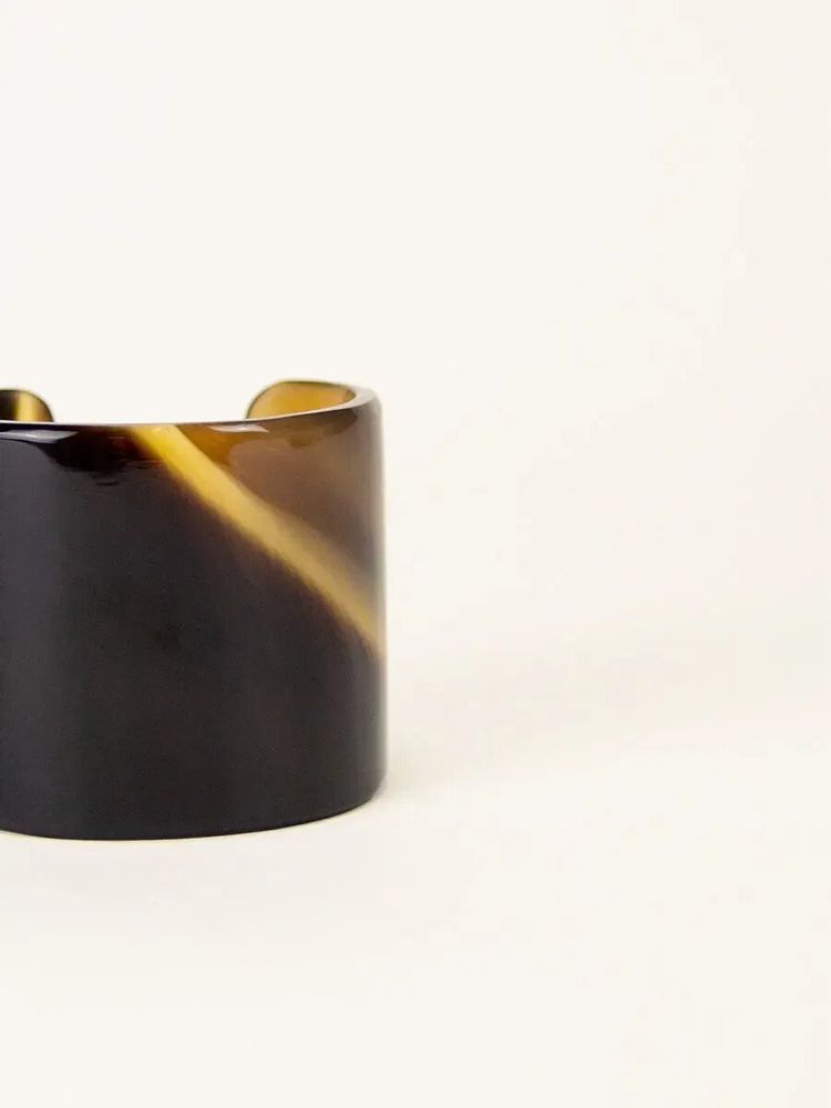 Bracelets - Manchette en corne noire marbrée taille L - L INDOCHINEUR X RIVÊT