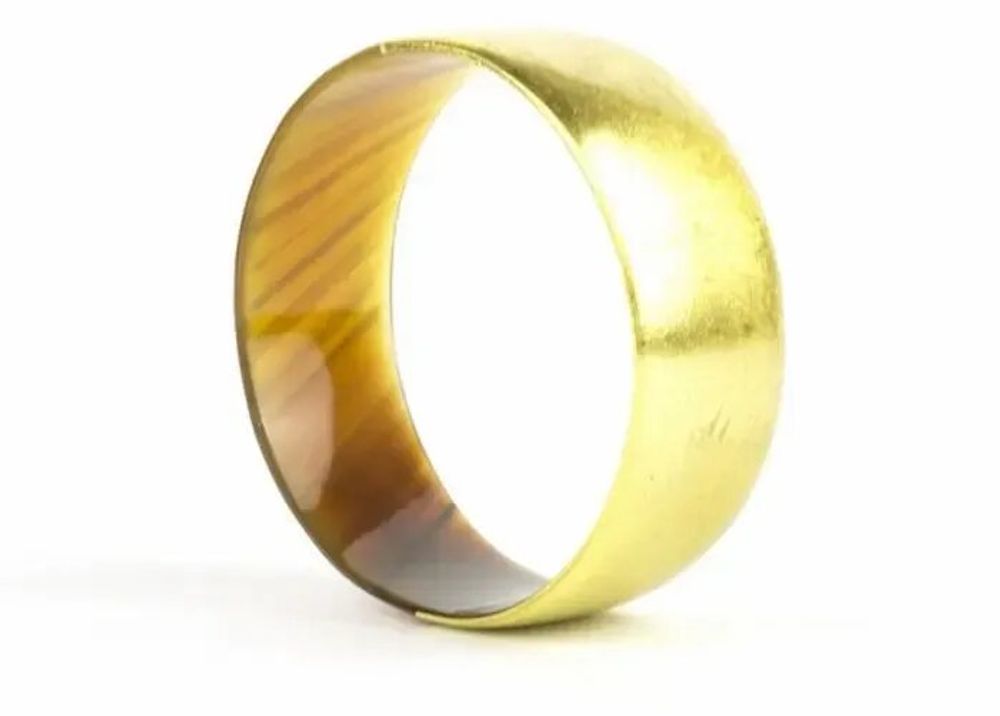 Bracelets - Cream coffee lacquered flat bracelet in horn in Size S - L INDOCHINEUR X RIVÊT