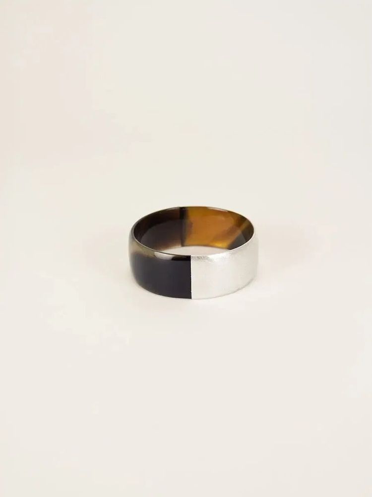 Bracelets - Cream coffee lacquered flat bracelet in horn in Size S - L INDOCHINEUR X RIVÊT