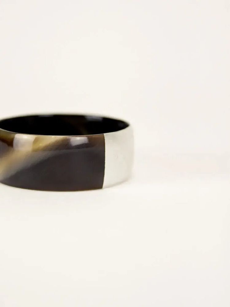 Bracelets - Cream coffee lacquered flat bracelet in horn in Size S - L INDOCHINEUR X RIVÊT