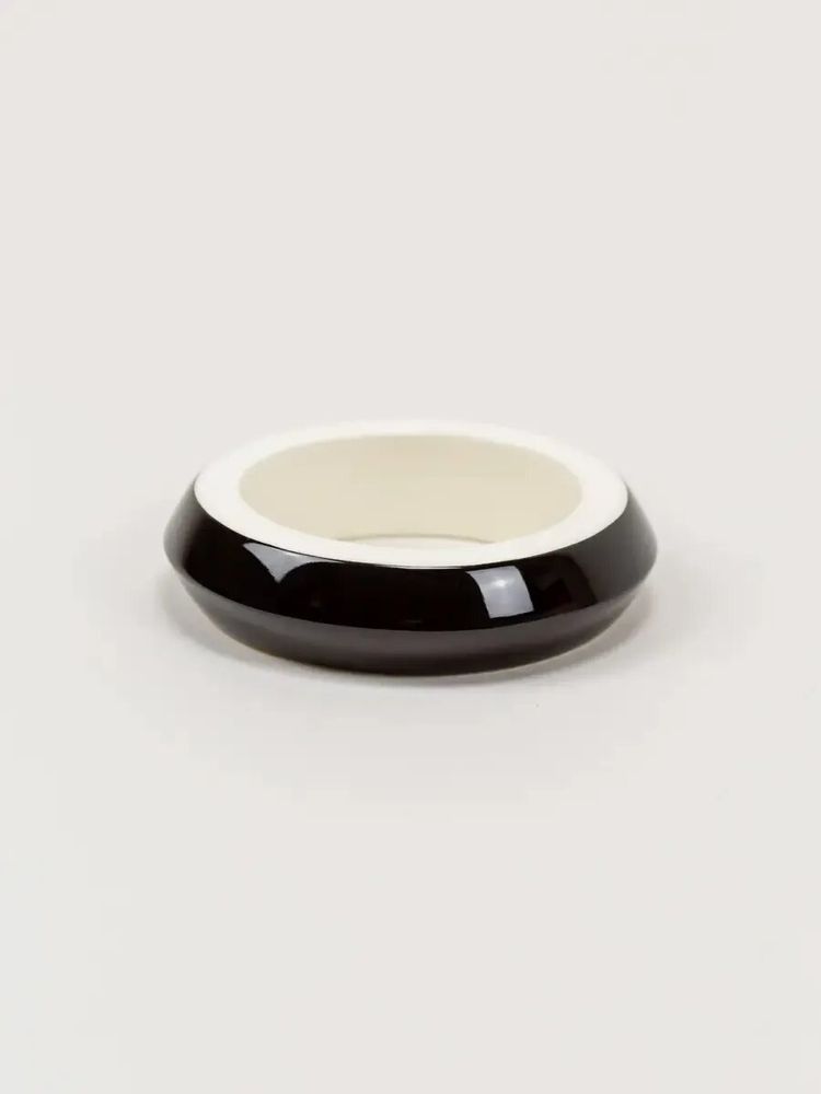 Bracelets - Black outside & white inside lacquered Saturne wood bracelet in Size L - L INDOCHINEUR X RIVÊT
