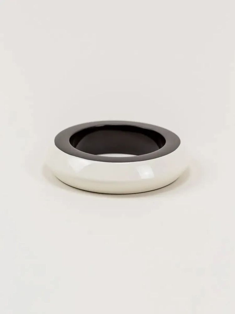Bracelets - Black inside & white outside lacquered Saturne wood bracelet in Size L - L INDOCHINEUR X RIVÊT