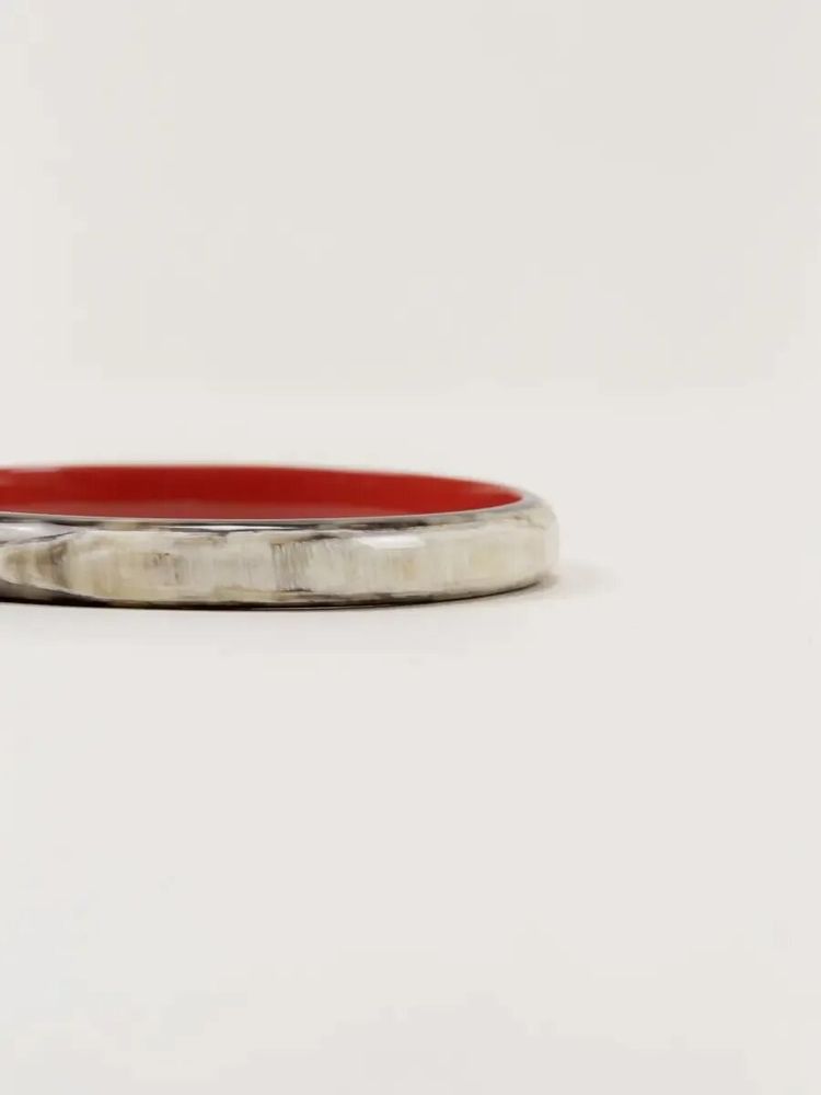 Bracelets - Marbled black horn bracelet with brick lacquer in Size L - L INDOCHINEUR X RIVÊT
