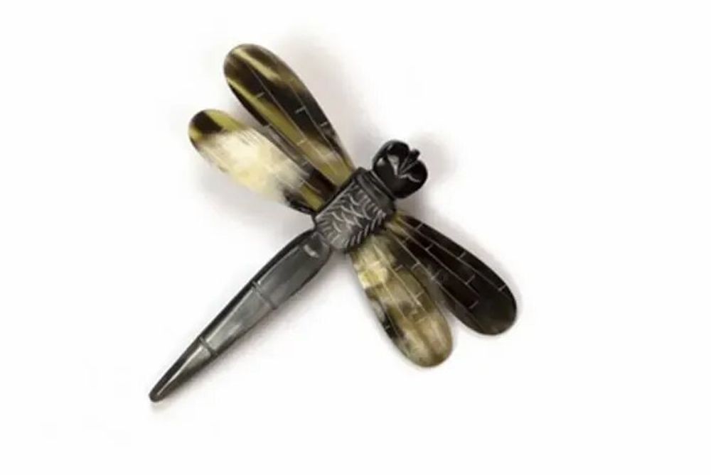 Brooches - Dragonfly brooch in black and white horn - L INDOCHINEUR X RIVÊT