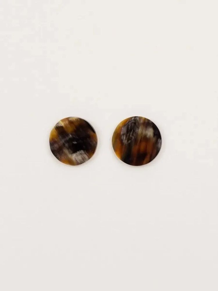 Bijoux - Boucles d'oreilles clip disque laqué bicolore orange et gris-bleu - L INDOCHINEUR X RIVÊT