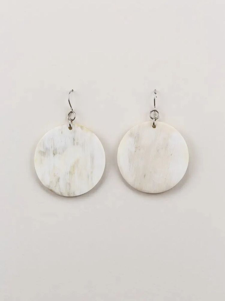 Bijoux - Boucles d'oreilles disque plein bord droit en corne blonde - L INDOCHINEUR X RIVÊT