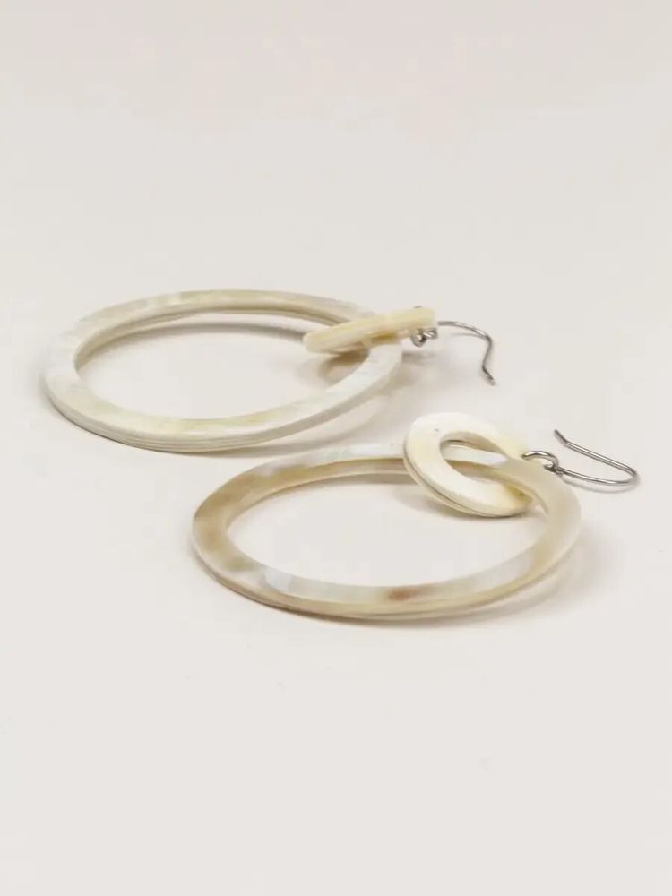 Jewelry - Big and small rings earrings in blond horn - L INDOCHINEUR X RIVÊT