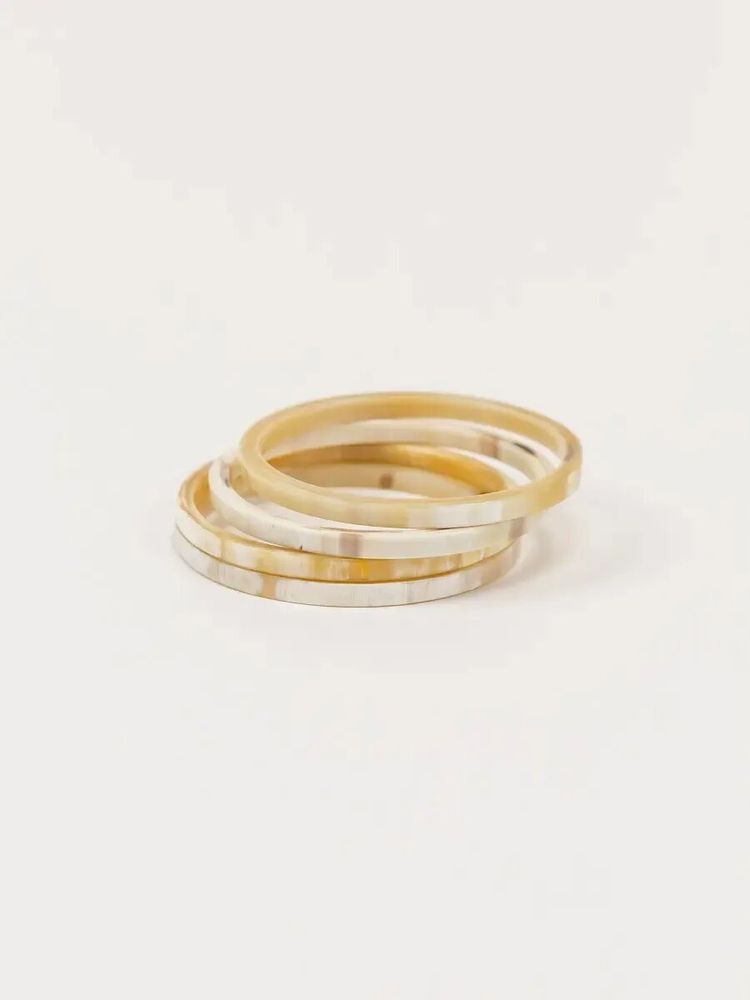 Bracelets - 4 thin bracelets in black&white horn in Size M - L INDOCHINEUR X RIVÊT