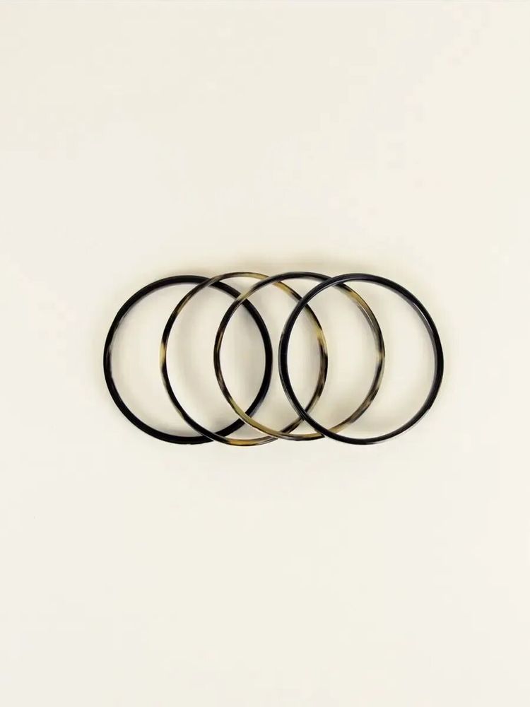 Bracelets - 4 thin bracelets in black&white horn in Size M - L INDOCHINEUR X RIVÊT