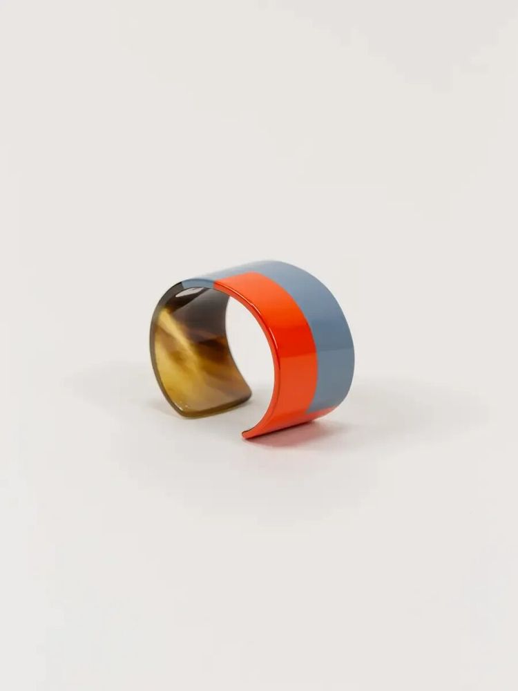 Bracelets - Orange and gray-blue lacquered cuff in Size M - L INDOCHINEUR X RIVÊT