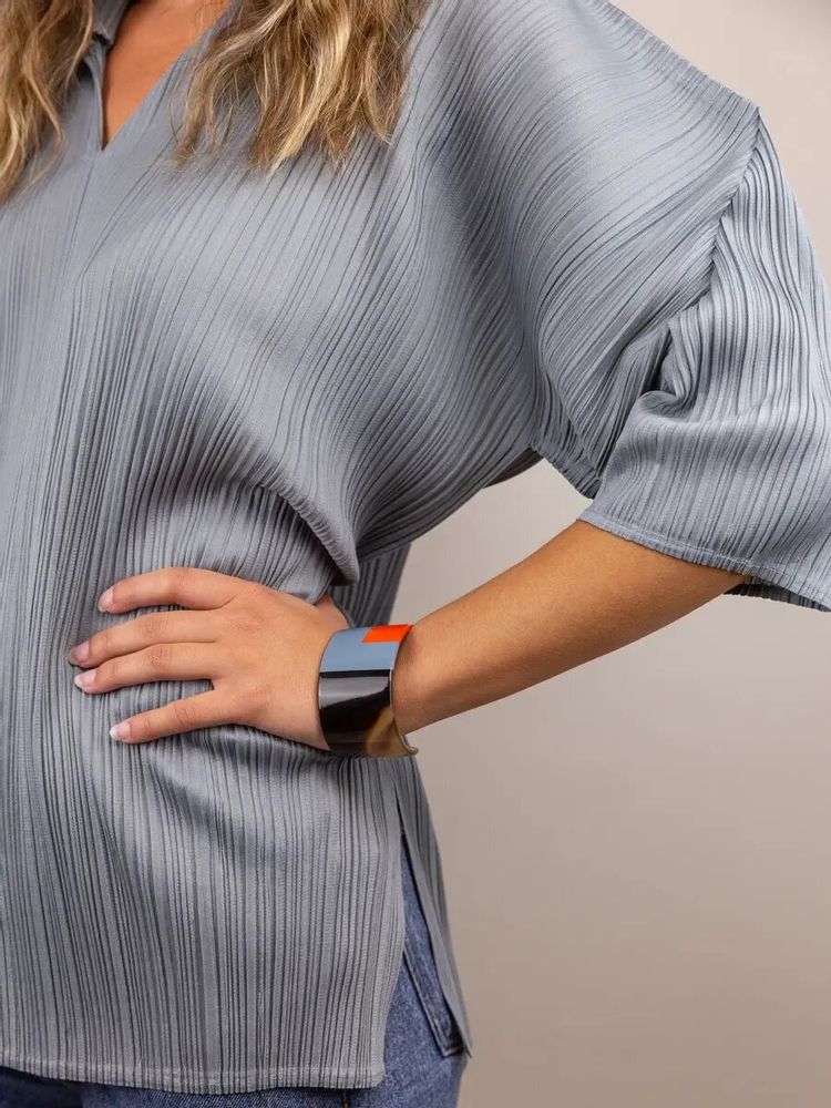 Bracelets - Orange and gray-blue lacquered cuff in Size M - L INDOCHINEUR X RIVÊT