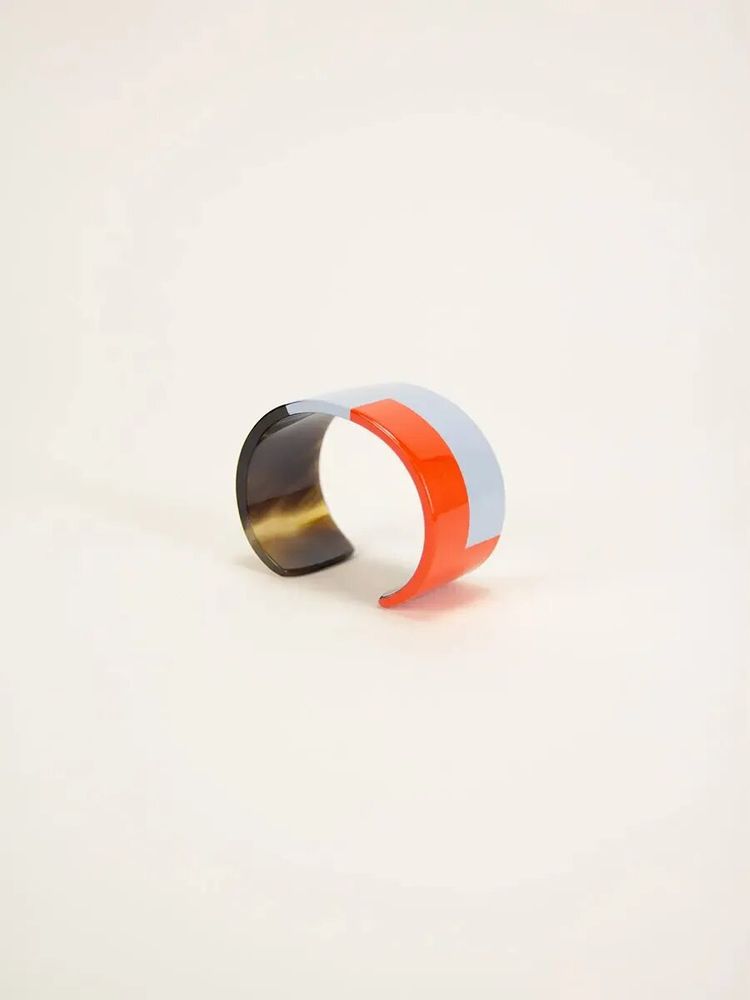 Bracelets - Orange and gray-blue lacquered cuff in Size M - L INDOCHINEUR X RIVÊT