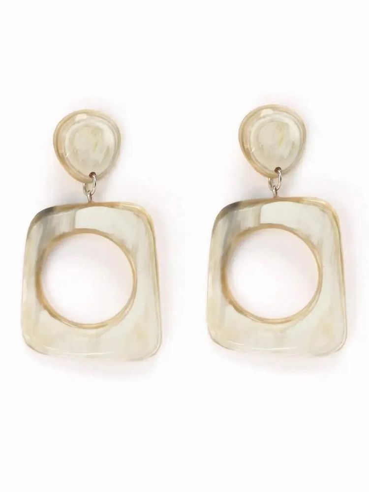 Bijoux - Boucles d'oreilles hublot en corne blanche - L INDOCHINEUR X RIVÊT