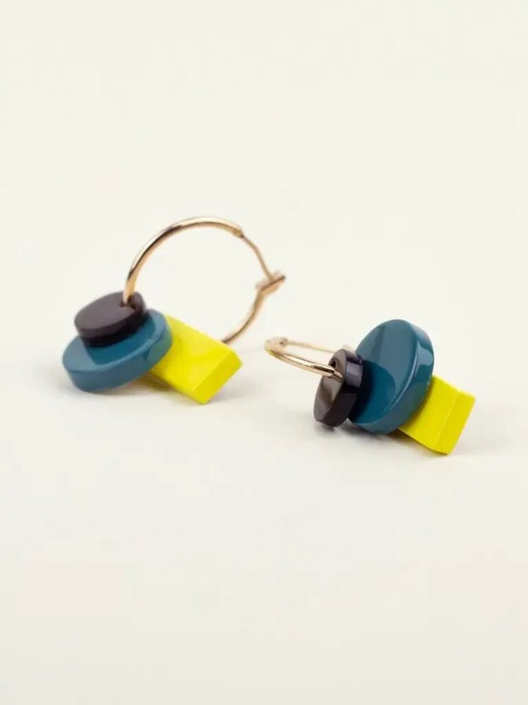 Bijoux - Créoles Gortyne avec pampilles en corne et laque - L INDOCHINEUR X RIVÊT