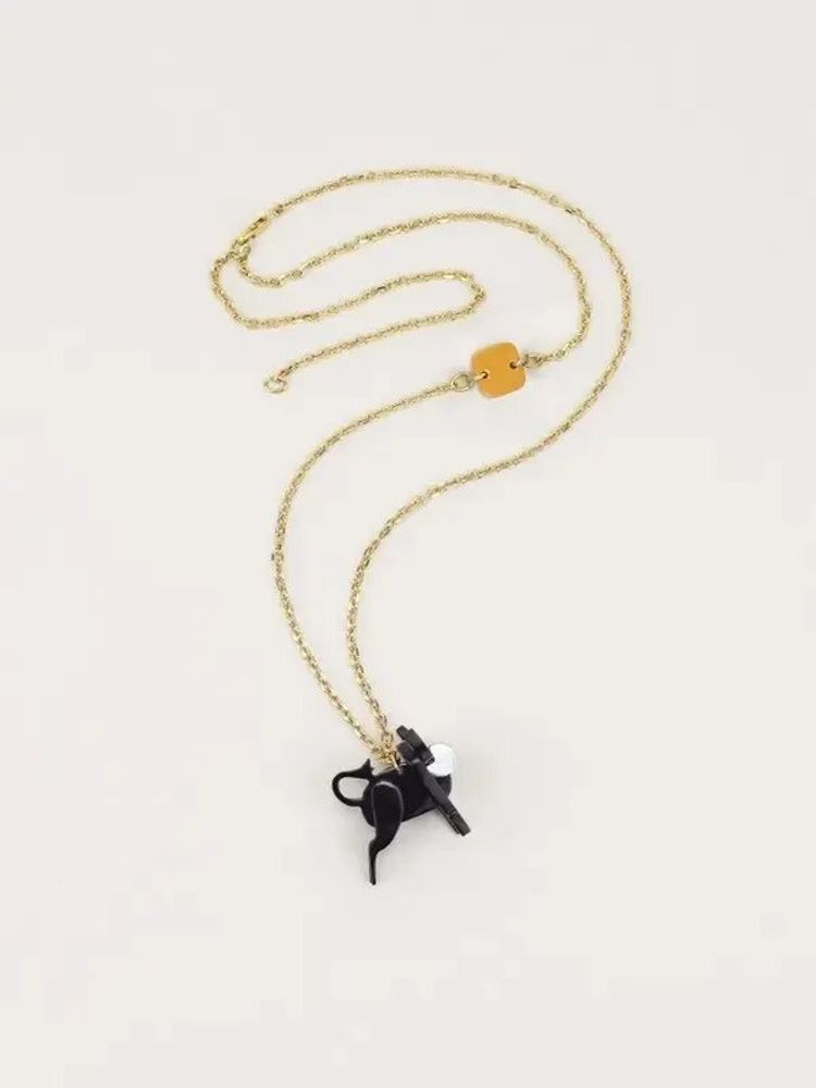 Jewelry - Buffalo charm for necklace in black horn and mother-of-pearl - L INDOCHINEUR X RIVÊT
