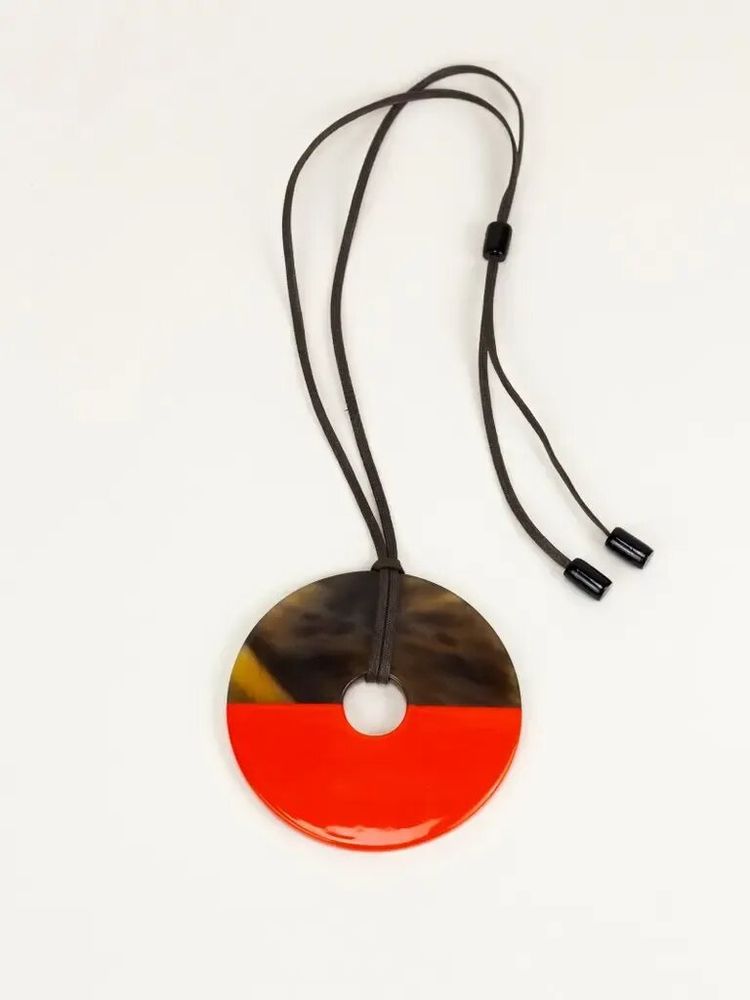 Bijoux - Pendentif grand anneau en sabot et laque orange - L INDOCHINEUR X RIVÊT