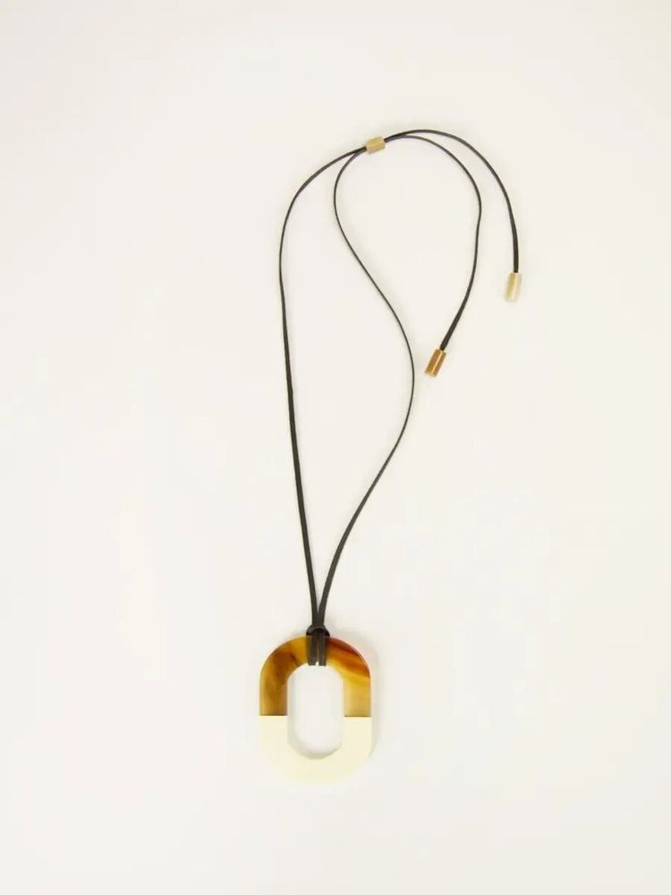 Jewelry - Long necklace in marble horn ring and pink lacquer - L INDOCHINEUR X RIVÊT