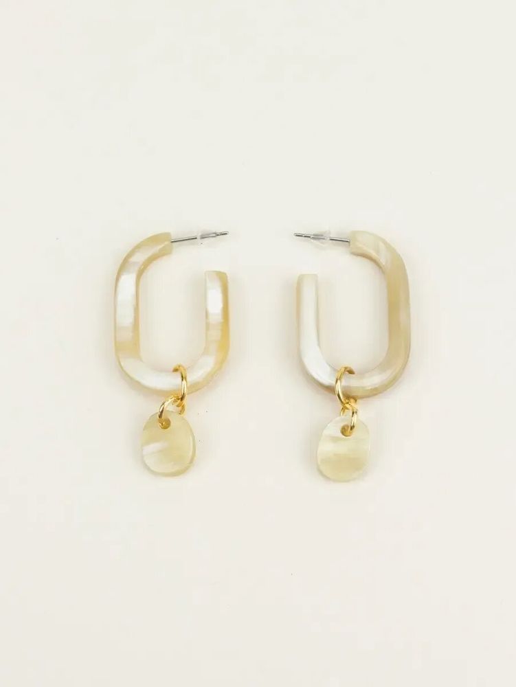 Jewelry - Hoop earrings with pearls in blond horn - L INDOCHINEUR X RIVÊT