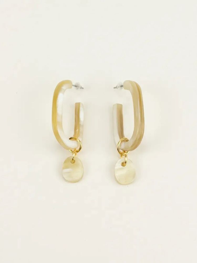 Jewelry - Hoop earrings with pearls in blond horn - L INDOCHINEUR X RIVÊT