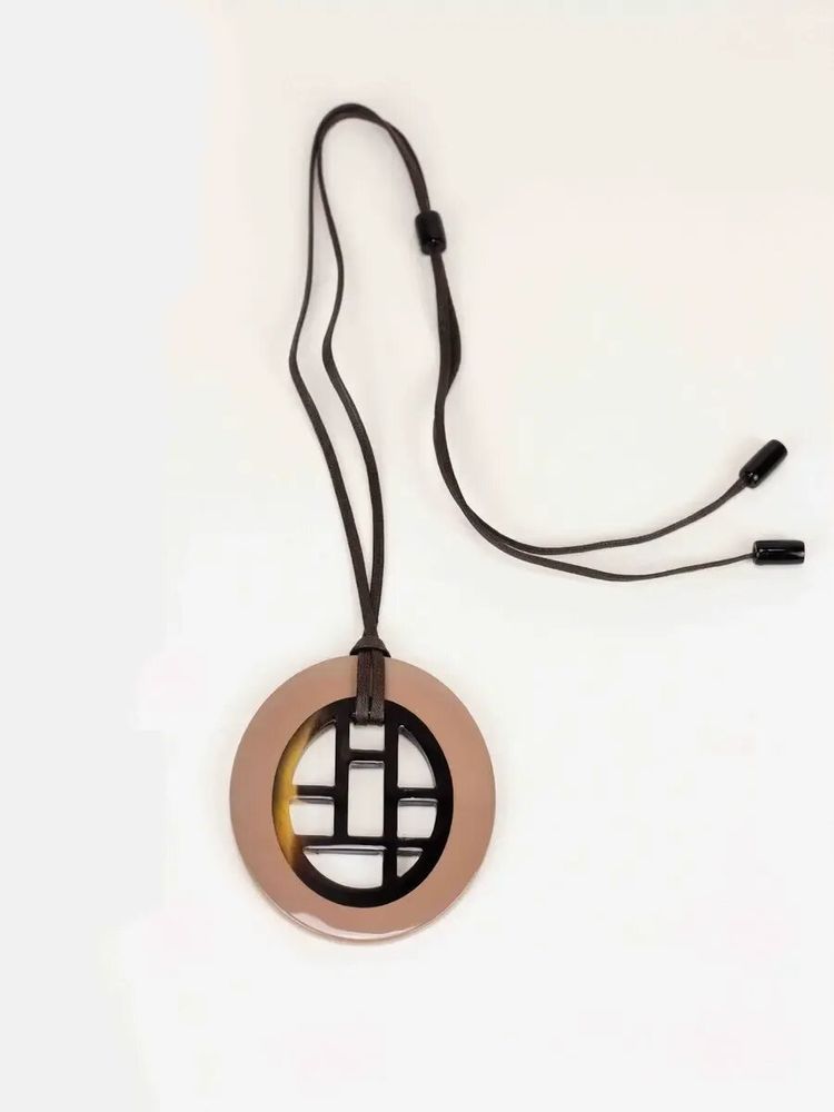 Jewelry - Oval hoof pendant with longevity patterns and coffee cream lacquer - L INDOCHINEUR X RIVÊT