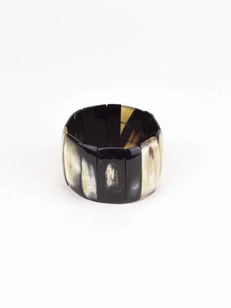 Bracelets - Bracelet elastique en corne noire marbrée - L INDOCHINEUR X RIVÊT