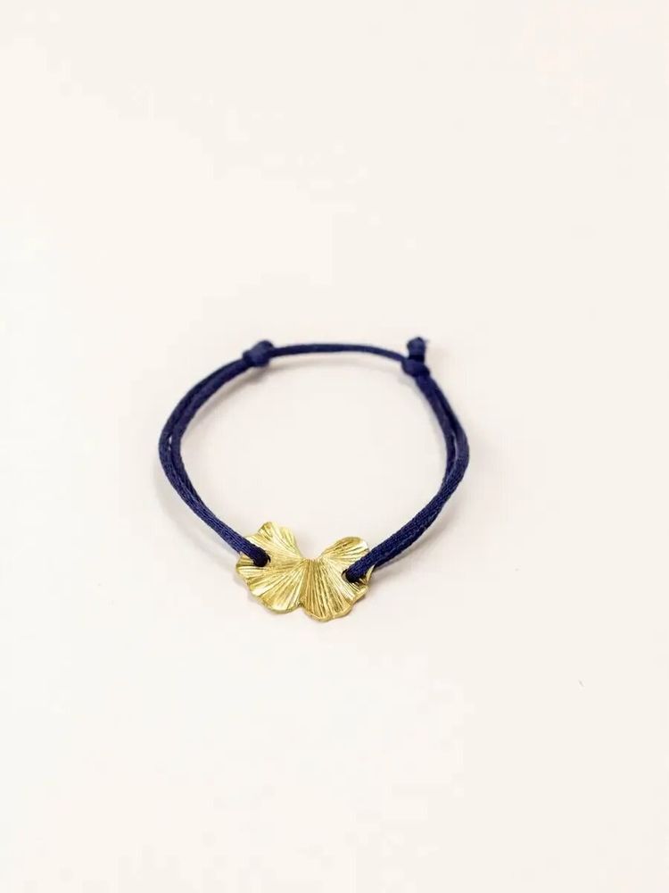 Bracelets - String bracelet Gingko leaf in brass gold plated - L INDOCHINEUR X RIVÊT