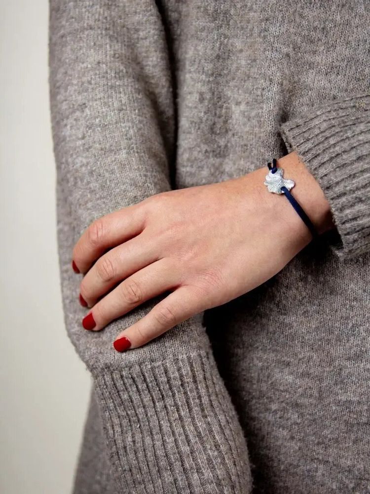 Bracelets - Cord bracelet with Gingko motif in brass - L INDOCHINEUR X RIVÊT