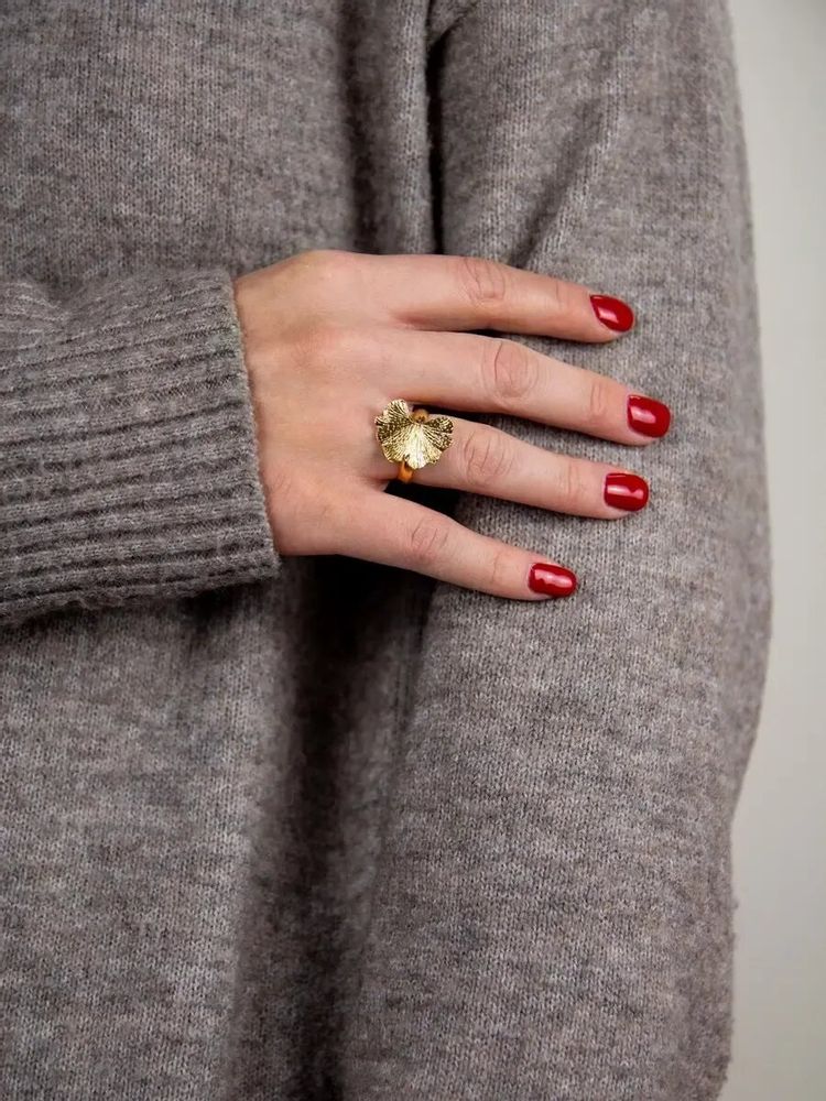 Jewelry - Gingko ring in brass and silver plated - L INDOCHINEUR X RIVÊT