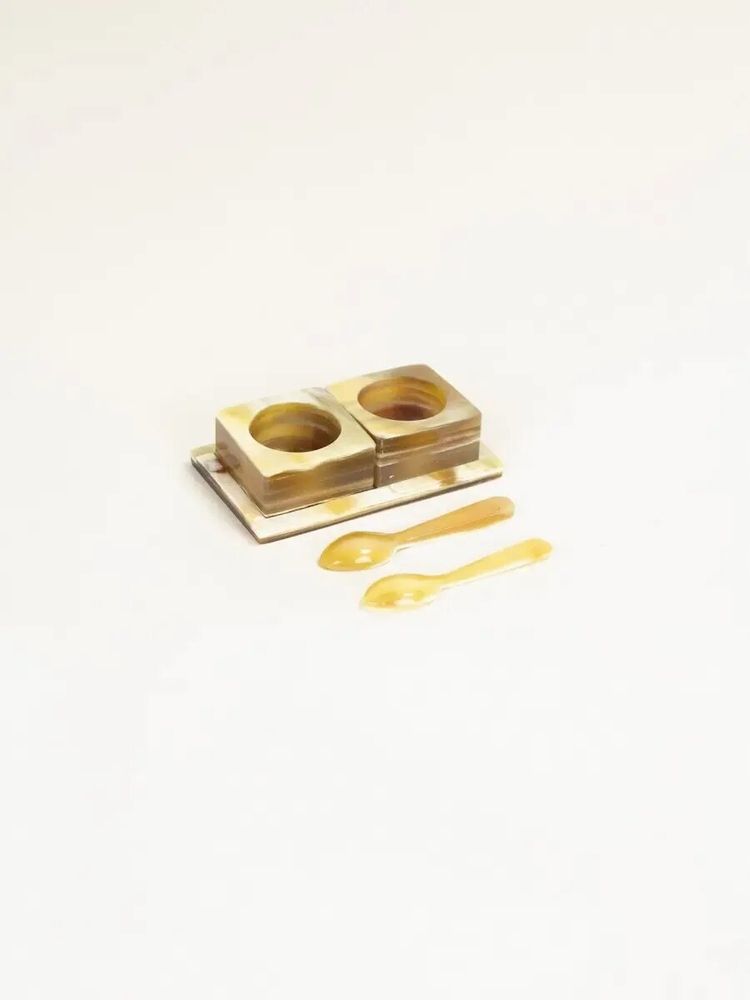 Moulins à épices - Set sel et poivre en corne blonde Africaine - L INDOCHINEUR X RIVÊT