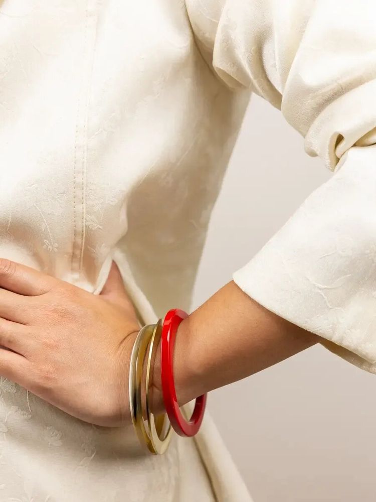 Bracelets - Bracelet in black and white horn in Size L - L INDOCHINEUR X RIVÊT