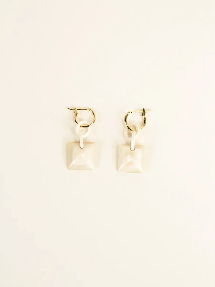 Bijoux - Créoles laiton Radiant en sabot et laque rose - L INDOCHINEUR X RIVÊT