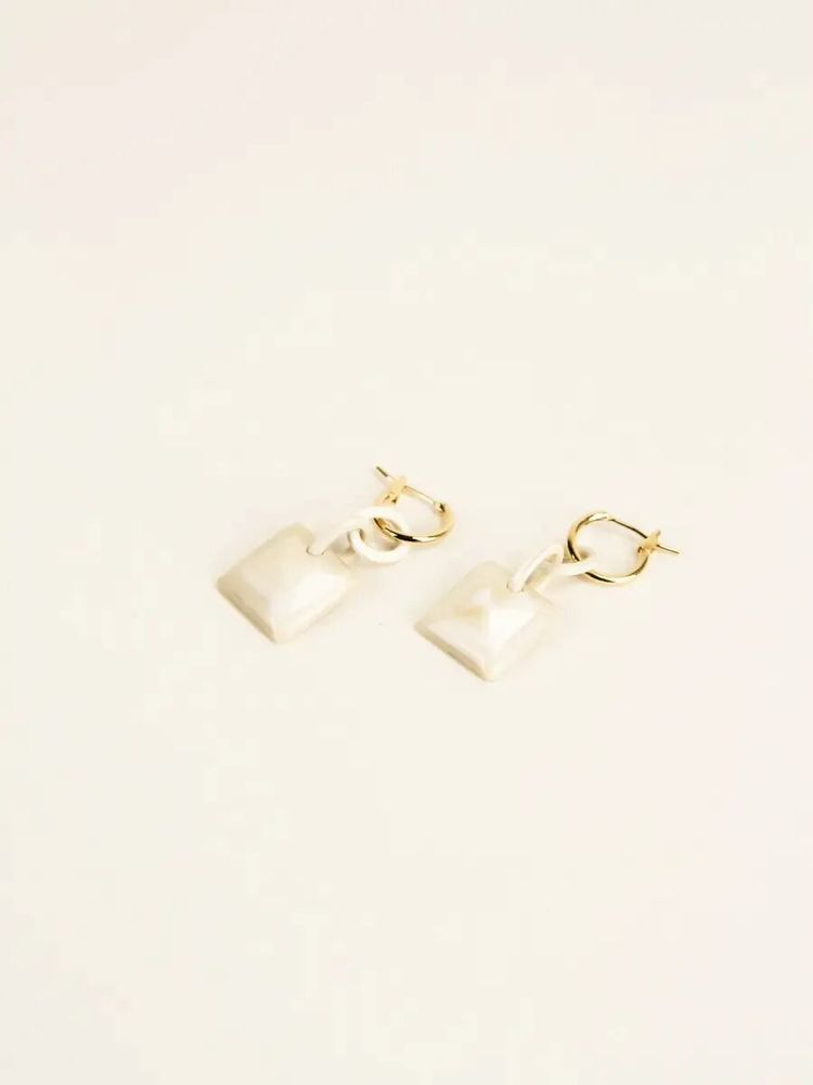 Bijoux - Créoles laiton Radiant en sabot et laque rose - L INDOCHINEUR X RIVÊT