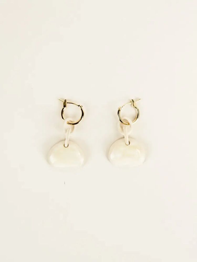 Jewelry - Feve brass hoop earrings in blond horn - L INDOCHINEUR X RIVÊT