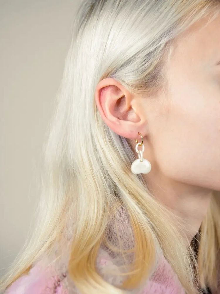 Bijoux - Créoles laiton Fève en sabot et laque orange - L INDOCHINEUR X RIVÊT