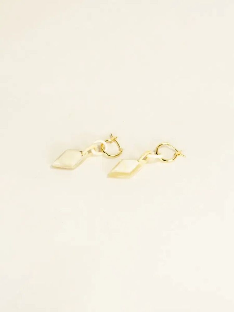 Bijoux - Créoles laiton Losange en corne blonde - L INDOCHINEUR X RIVÊT