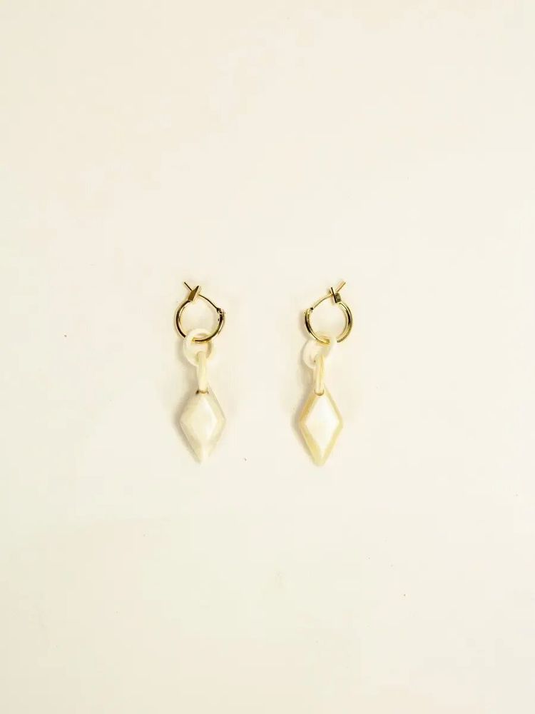 Bijoux - Créoles laiton Losange en corne blonde - L INDOCHINEUR X RIVÊT