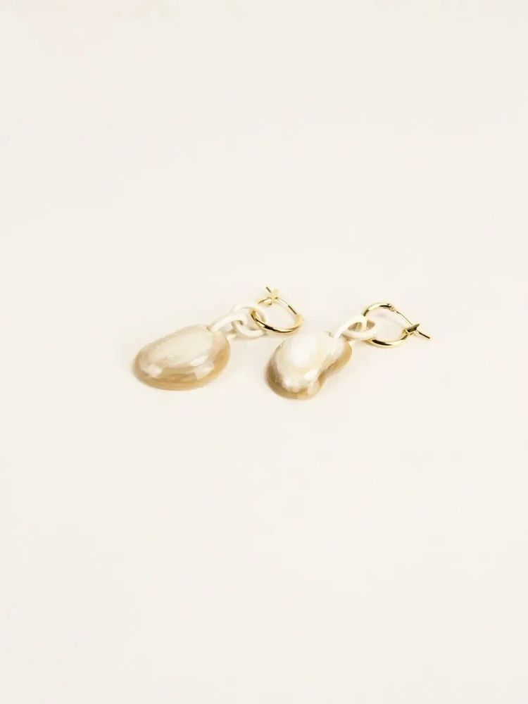 Bijoux - Créoles laiton Haricot en corne blonde - L INDOCHINEUR X RIVÊT