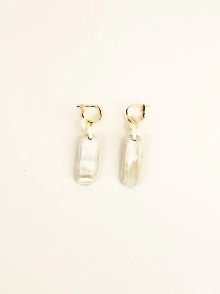 Jewelry - Plaque brass hoop earrings in hoof and ivory lacquer - L INDOCHINEUR X RIVÊT