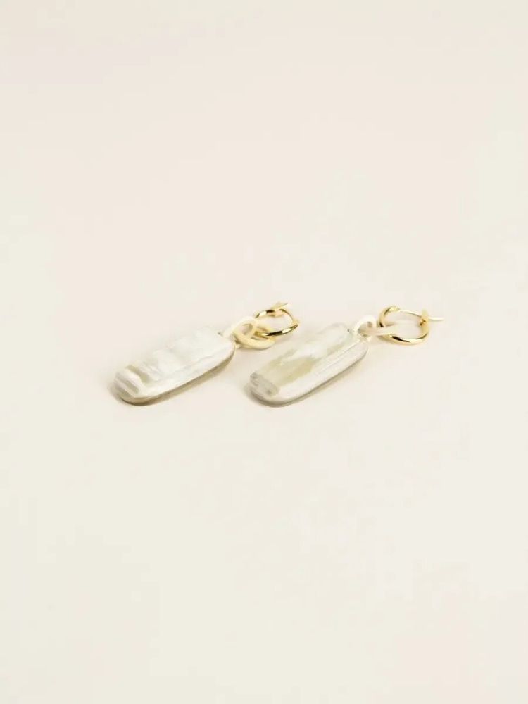 Jewelry - Plaque brass hoop earrings in hoof and ivory lacquer - L INDOCHINEUR X RIVÊT